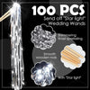 100 pieces of shimmering tinsel wedding wands with LED light and smooth wooden rods