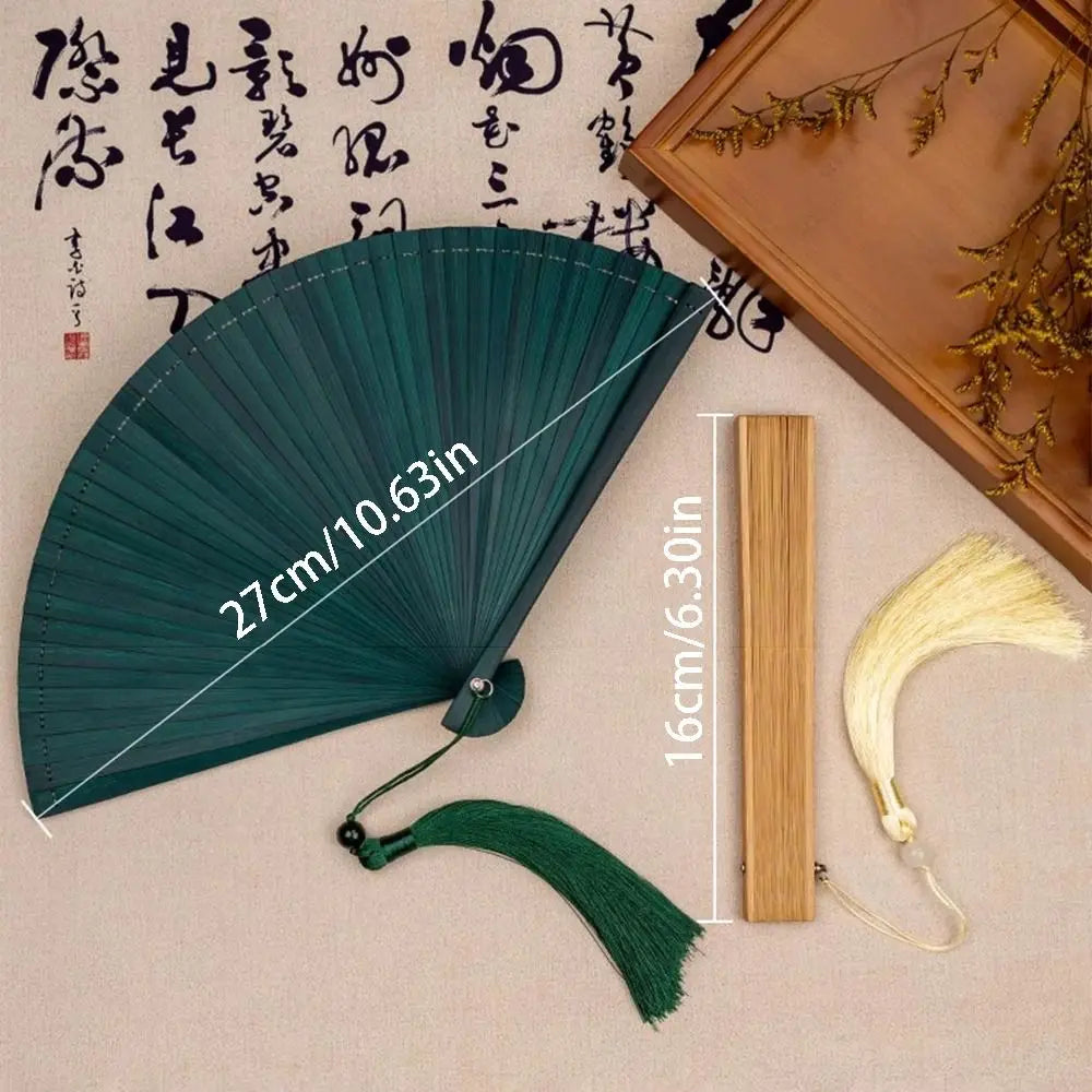 Classic Bamboo Folding Fan with Tassel