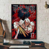Anime canvas art poster featuring Toji Fushiguro with blood effects and a dark background.