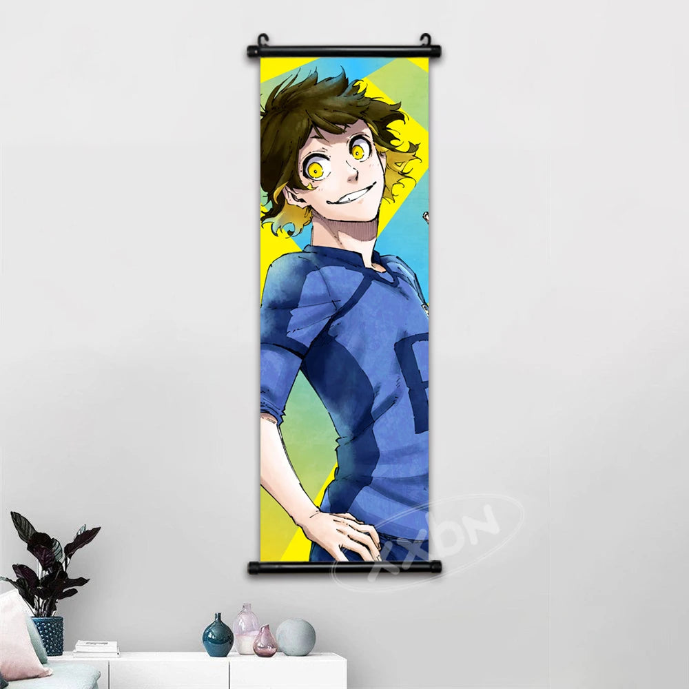 Anime canvas wall art featuring Isagi Yoichi and Chigiri Hyoma in a dynamic pose.
