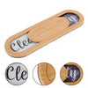 A wooden indicator magnet used to show clean or dirty dishes in a dishwasher.