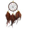 Handmade boho feather dream catcher wall decor with a circular hoop and hanging feathers