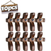 A set of ten wooden pocket crosses for prayer and reflection, featuring a dark brown finish.
