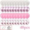 Ein Set von 40 matten Ballons in verschiedenen Rosa- und Violetttönen mit Schleifen für Konfetti-Dekoration