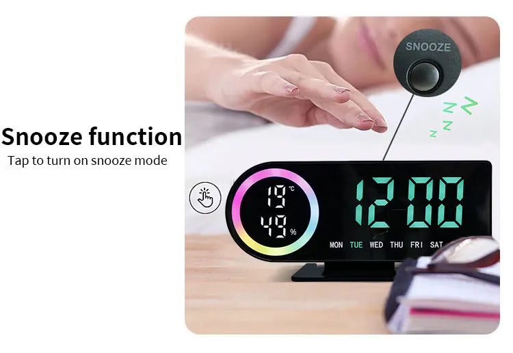 LED Digital Alarm Clock with 7-Color Display