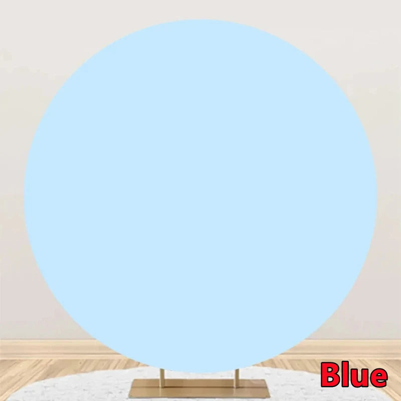 Solid blue circular photo backdrop for events
