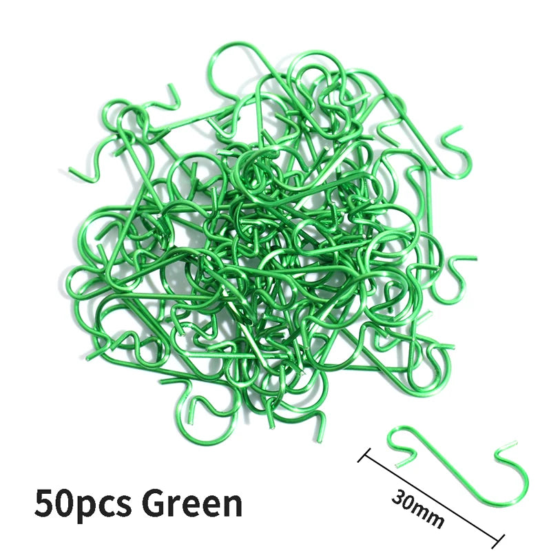50 pieces of green decorative S-shaped Christmas tree hooks