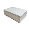 A white, book-shaped silicone mold for resin and concrete DIY projects.
