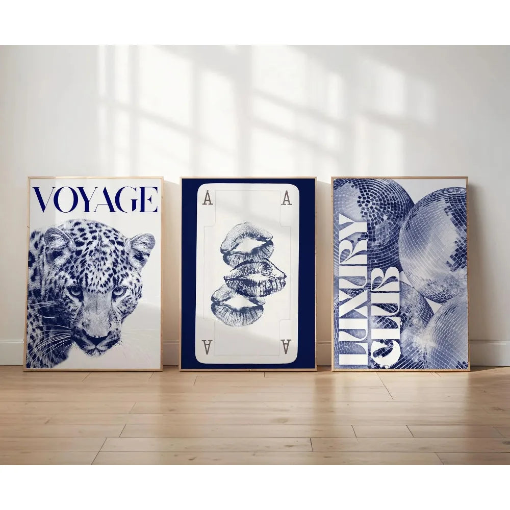 Frameless Leopard & Black-White Gallery Canvas Poster Set (3-Piece)