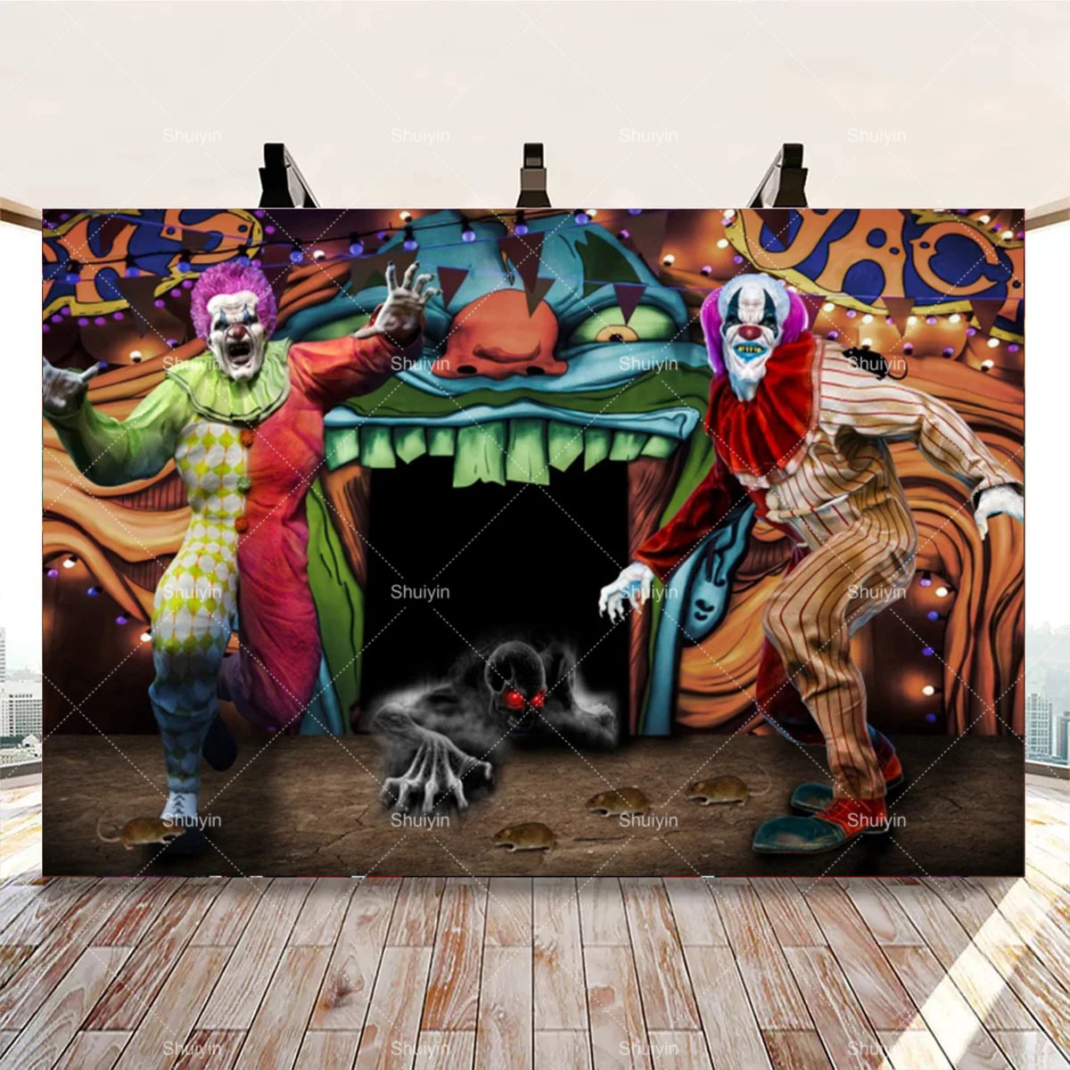 Evil Clown Circus Halloween Photography Backdrop