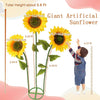 A child is interacting with a giant artificial sunflower plant that is about 5.6 feet tall.