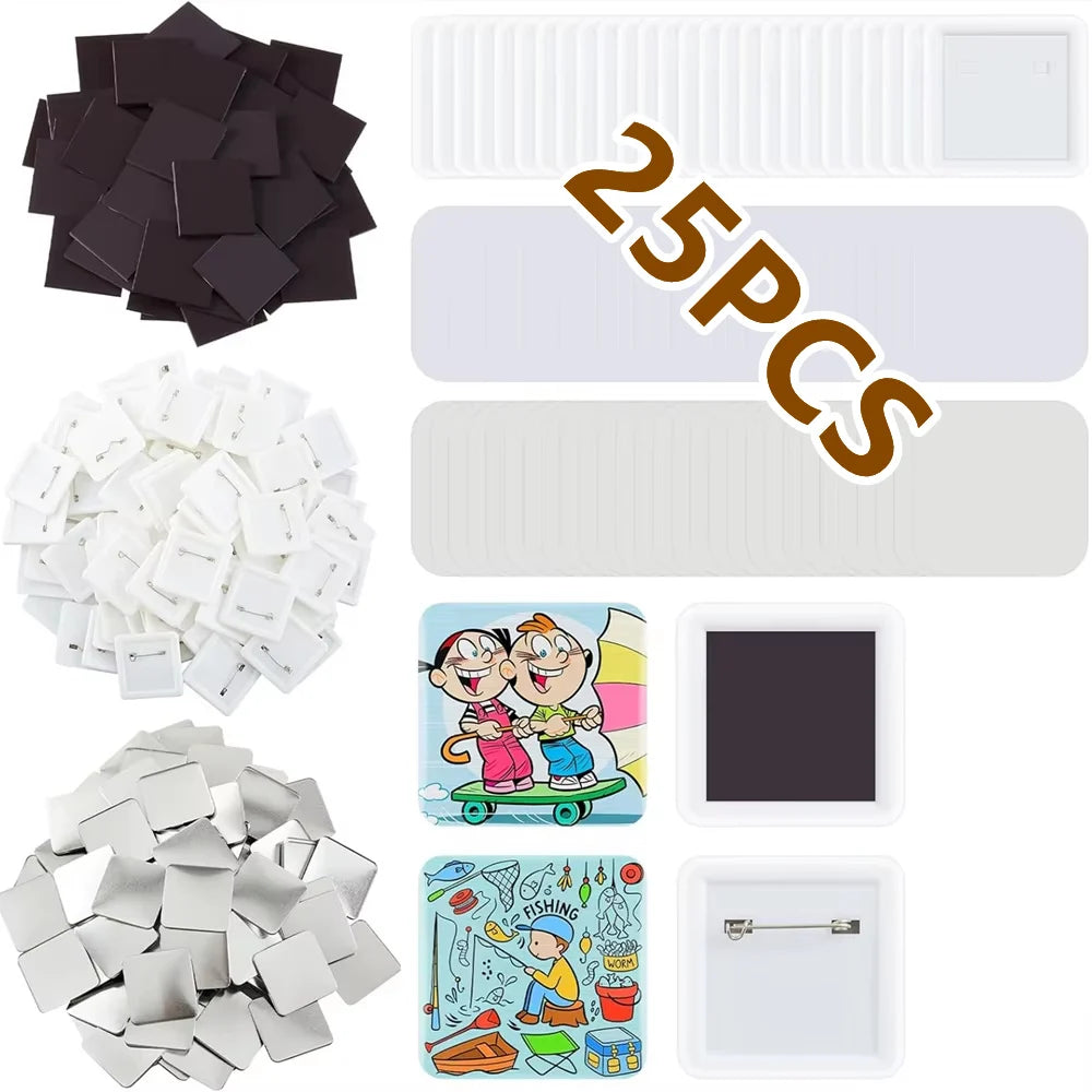 Blank Square Badge Making Kit with Magnetic Backing