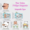 A set of cute panda and bear fridge magnets featuring various designs like a bear face and a panda in a cup.