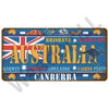 Vintage metal tin sign featuring Australian city names and the national flag.