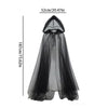 Elegante schwarze Braut-Hexen-Umhang, flach dargestellt, zeigt Länge und Fall