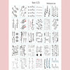A sheet of 30 waterproof temporary body art stickers for temporary tattoos.