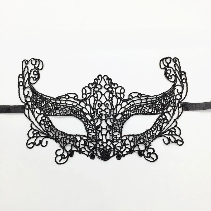 Elegant black lace half face mask for masquerade and costume parties