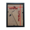 A wooden photo frame displaying measurements for an A4 size, suitable for certificates and posters.