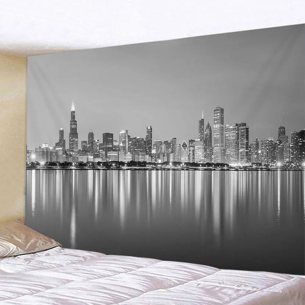 New York City Night View Tapestry Wall Hanging