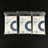 Three packs of clear protective card sleeves labeled as POPCORN brand with dimensions 59 x 92mm and quantity 50