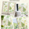 Close-up photos show a privacy window film with a decorative floral pattern applied to various windows and interior scenes.