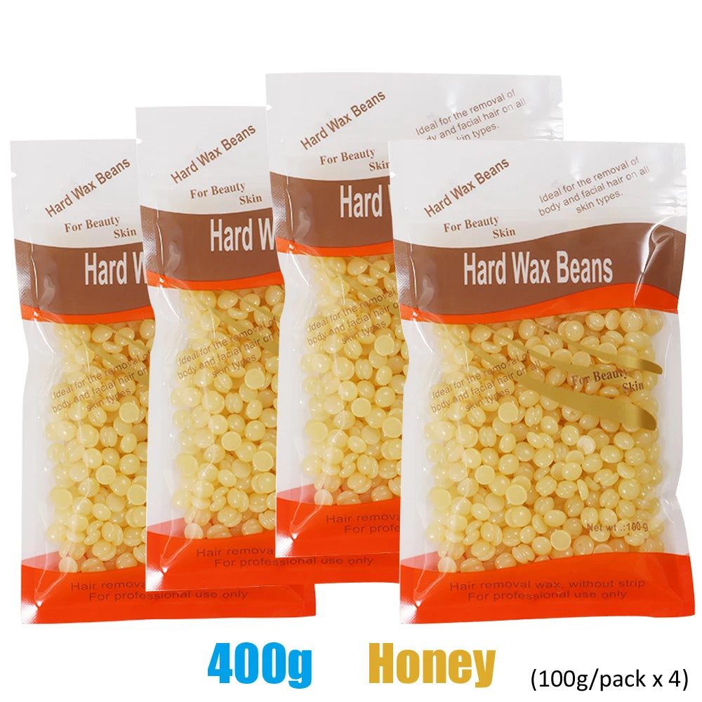 Pack of four 400g Honey Hard Wax Beans for body hair removal