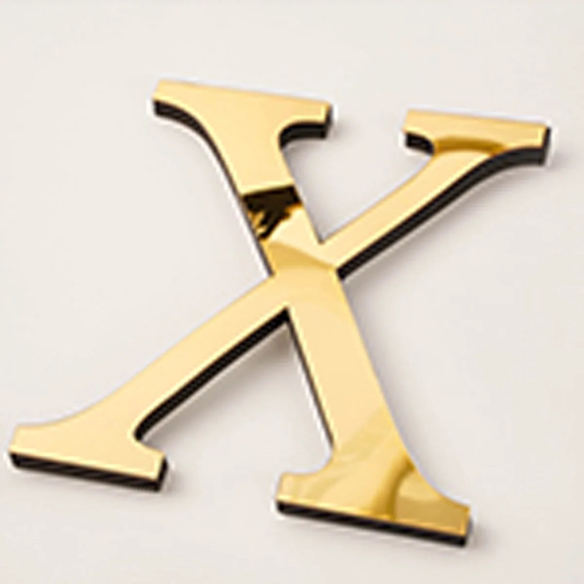 Gold acrylic mirror letter X wall sticker for self-adhesive decor