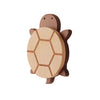 A wooden decorative animal hook shaped like a turtle, used for hanging items.