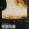Poster for the movie Interstellar featuring a dramatic orange and brown sky over a horizon.