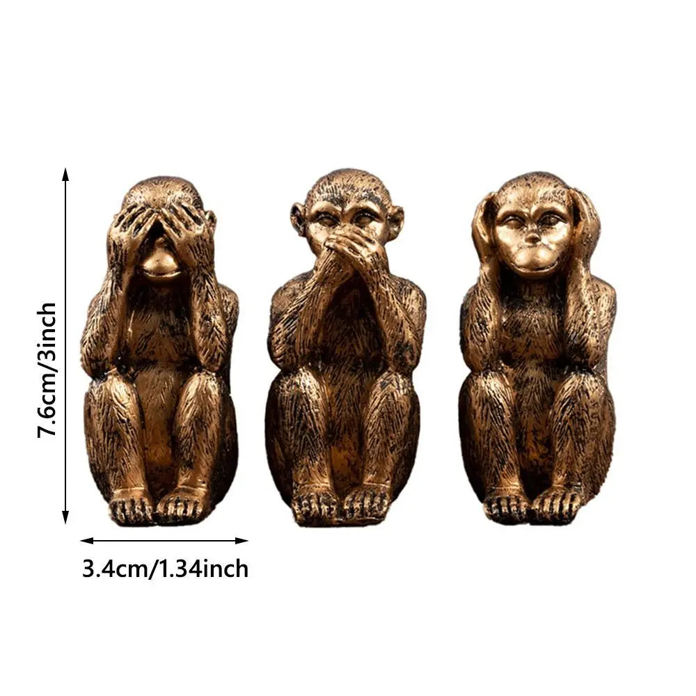 Three Wise Monkeys Resin Figurine Set