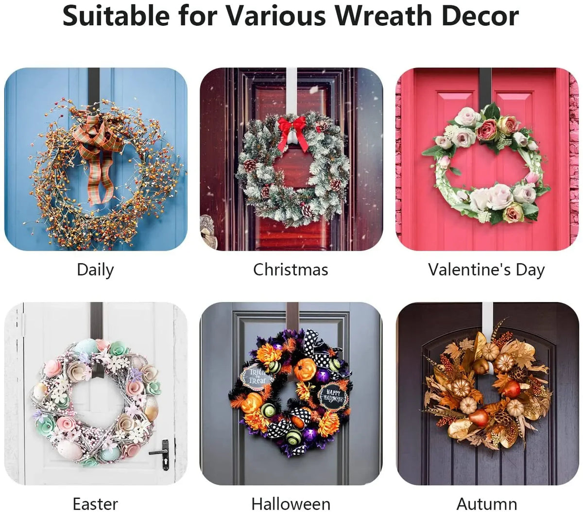 Porte-crochets décoratif en métal pour porte, adapté à diverses décorations de guirlande