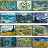 A collection of nine paintings featuring vibrant landscapes and floral subjects in the style of Van Gogh.