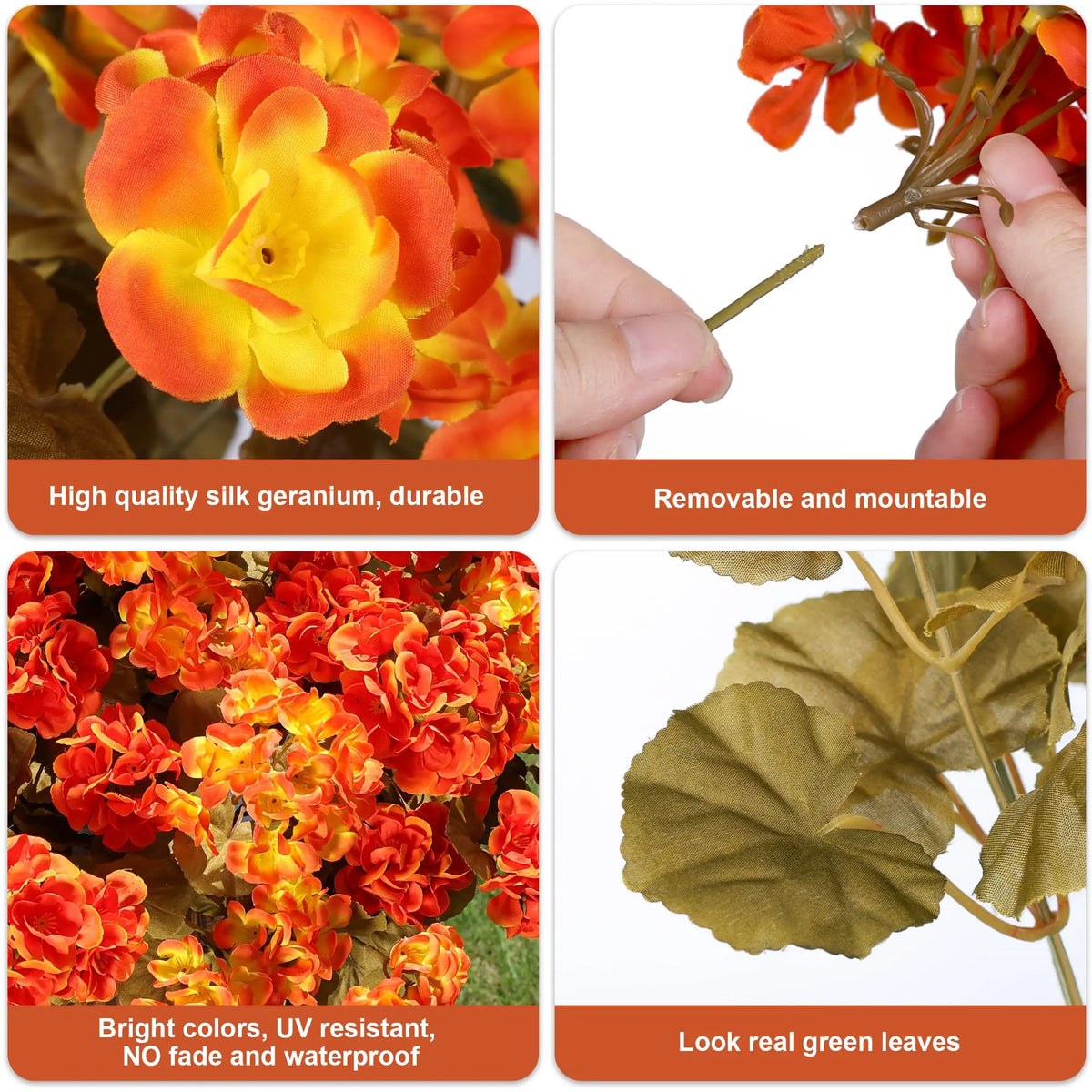 Artificial Geranium Flowers for Outdoor Autumn Decor