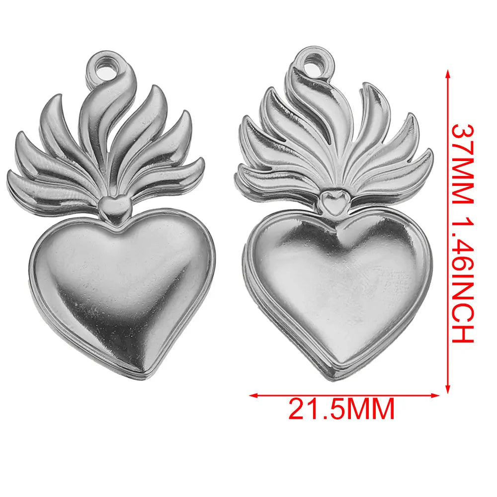 Gold Sacred Heart Charms for Jewelry Making