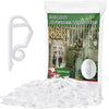 A bag of Meilidy Christmas light clips with a loose pile of clear plastic clips displayed next to the packaging.