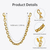 Gold paperclip chain bag strap featuring a secure lock clasp and fashionable decoration.