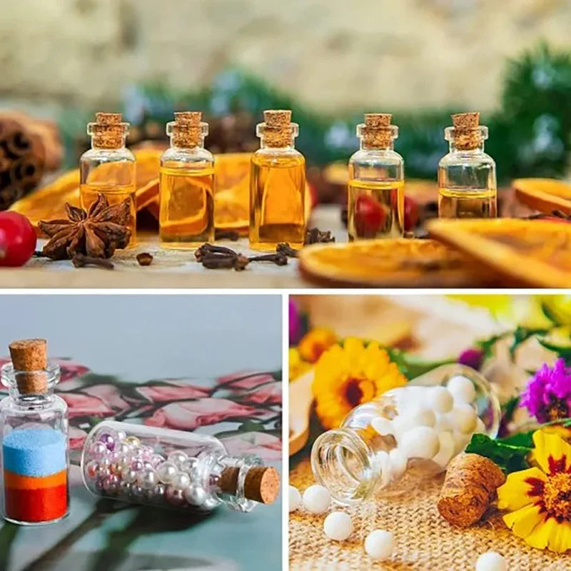 Mini Clear Glass Bottles with Cork Stoppers for DIY Crafts and Storage