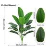 Artificial Bird of Paradise plant with large green leaves shown in various sizes and dimensions.