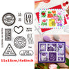 A set of floral love words stencils and stamps for DIY scrapbooking featuring various designs like Love, Happy Valentine's Da