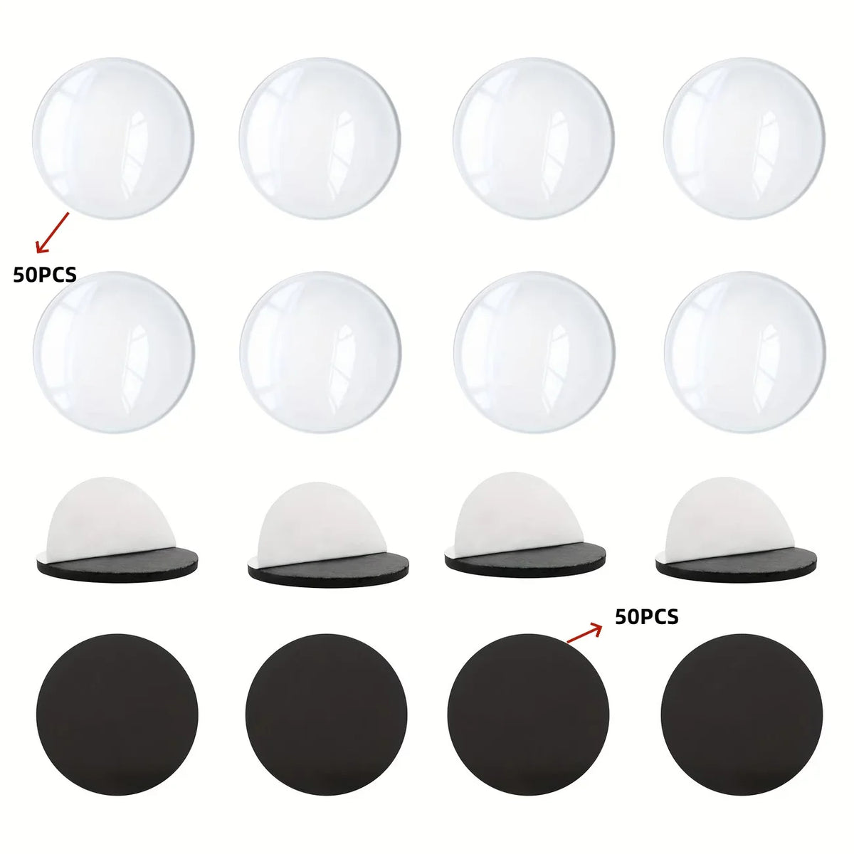 Set of white and black circular decorative refrigerator magnets for custom crafts