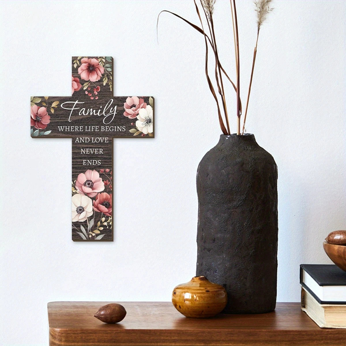 Rustic Wooden Cross Wall Decor for Home & Prayer Room