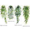 Four strands of artificial eucalyptus hanging vines shown in various lengths.