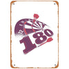 Vintage metal sign featuring a dartboard graphic with the number 180 on it.