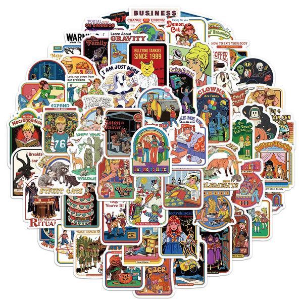 A collection of retro ghost decorative stickers in various shapes and styles.