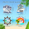 A set of four magnetic cruise door decorations featuring text and boat designs for family trips and cruises.