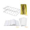 Clear acrylic cake lollipop display stand with 100 straws and 100 white paper straws.