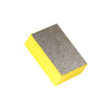 A rectangular polishing pad with a yellow base and a gray, textured surface.