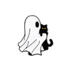 Halloween Enamel Pins Set - Cute Ghost, Black Cat, and Pumpkin Brooches for Kids