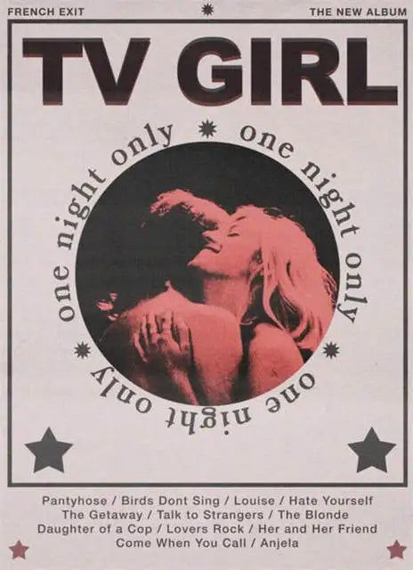 Album cover art for TV Girl featuring a close-up of a woman's face and hair in warm tones.