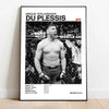 Foto en blanco y negro de exluchador de UFC Dricus Du Plessis en postura de lucha